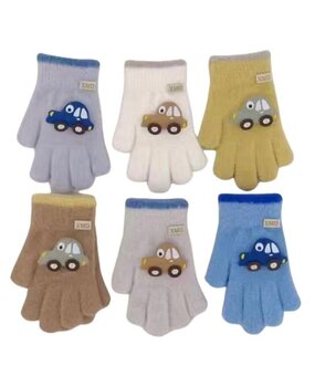 BellaBelga - Belgisch merk Kinderhandschoen -  Auto - 6 mix kleuren