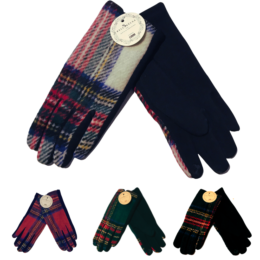 BellaBelga - Belgisch merk Women's gloves – Chic checkered pattern – mixed colors BellaBelga - Belgisch merk Women's gloves – Chic checkered pattern – mixed colors