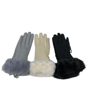 BellaBelga - Belgisch merk Dameshandschoen - Classique met bontje  (met pelsen binnenkant) - 3 mix kleuren BellaBelga - Belgisch merk Dameshandschoen - Classique met bontje  (met pelsen binnenkant) - 3 mix kleuren