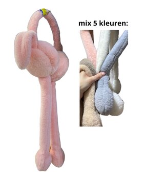 BellaBelga - Belgisch merk Kids cache-oreilles longs avec son et oreilles saillantes - lapin - assortiment de 5 couleurs
