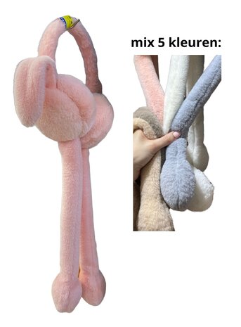 BellaBelga - Belgisch merk Kids long earmuffs with sound and floppy ears - rabbit - mix of 5 colors BellaBelga - Belgisch merk Kids long earmuffs with sound and floppy ears - rabbit - mix of 5 colors