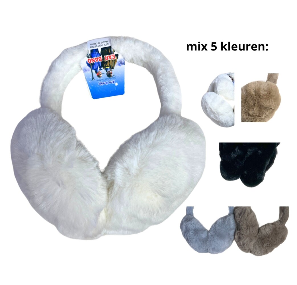 BellaBelga - Belgisch merk Dames oorwarmers - Fluffy - mix 5 kleuren BellaBelga - Belgisch merk Dames oorwarmers - Fluffy - mix 5 kleuren