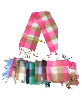 BellaBelga - Belgisch merk Sjaal - gekleurde carreaux - mix kleuren