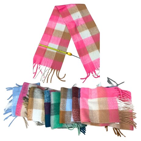 BellaBelga - Belgisch merk Scarf - colored checks - mixed colors BellaBelga - Belgisch merk Scarf - colored checks - mixed colors