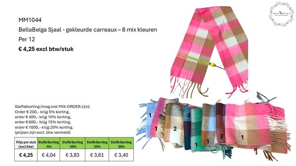 BellaBelga - Belgisch merk Écharpe - carreaux colorés - mélange de couleurs BellaBelga - Belgisch merk Écharpe - carreaux colorés - mélange de couleurs