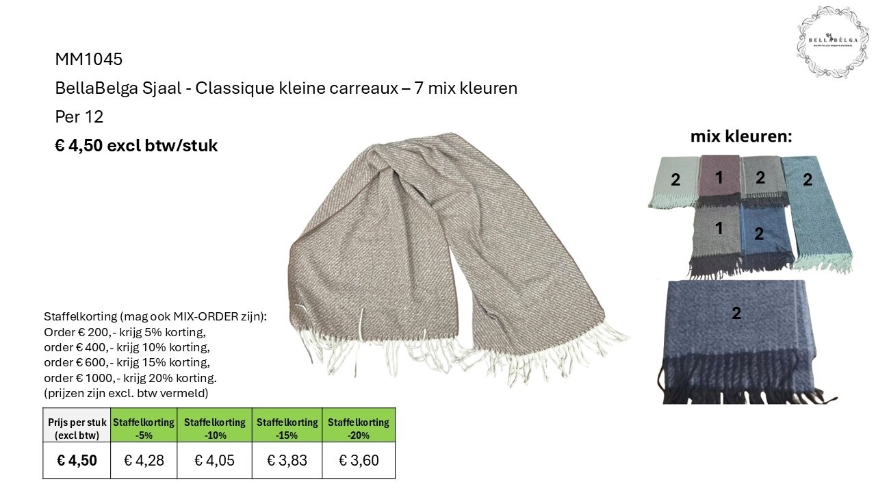 BellaBelga - Belgisch merk Scarf - Classique small checks - mixed colors BellaBelga - Belgisch merk Scarf - Classique small checks - mixed colors