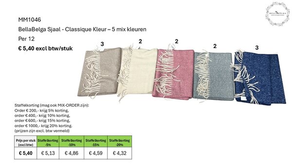 BellaBelga - Belgisch merk Scarf - Classique Color mix colors BellaBelga - Belgisch merk Scarf - Classique Color mix colors