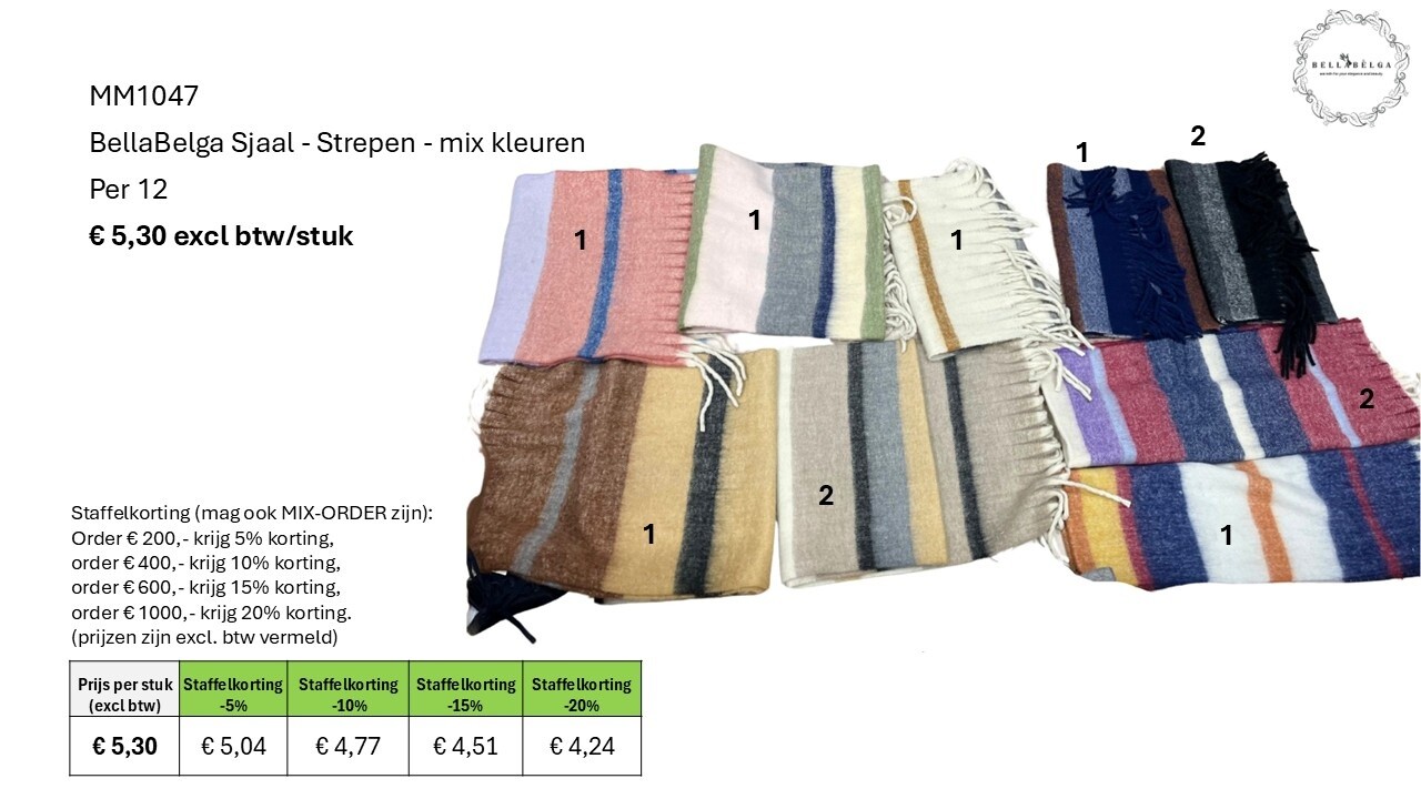 BellaBelga - Belgisch merk Écharpe - Rayures - couleurs mélangées BellaBelga - Belgisch merk Écharpe - Rayures - couleurs mélangées