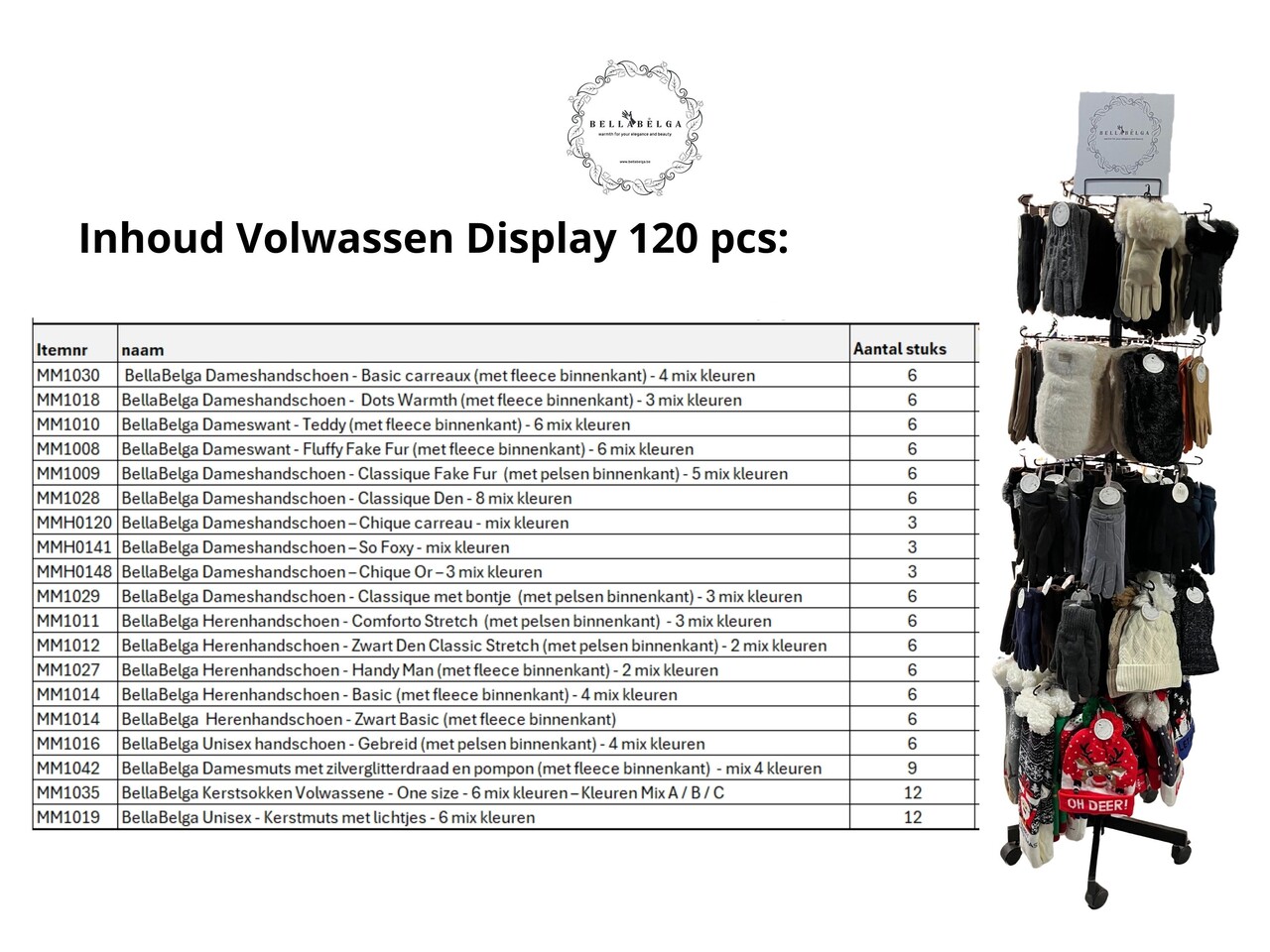 BellaBelga - Belgisch merk Display BellaBelga ADULTS Winter Collection 120pcs BellaBelga - Belgisch merk Display BellaBelga ADULTS Winter Collection 120pcs