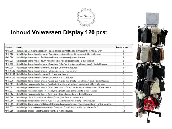 BellaBelga - Belgisch merk Display BellaBelga ADULTS Winter Collection 120pcs BellaBelga - Belgisch merk Display BellaBelga ADULTS Winter Collection 120pcs