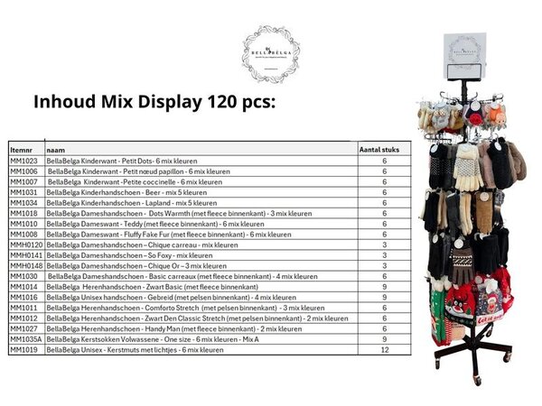 BellaBelga - Belgisch merk PROMO - Display BellaBelga MIX Winter Collection 120pcs BellaBelga - Belgisch merk PROMO - Display BellaBelga MIX Winter Collection 120pcs