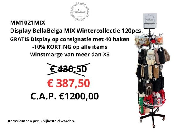 BellaBelga - Belgisch merk PROMO - Display BellaBelga MIX Winter Collection 120pcs BellaBelga - Belgisch merk PROMO - Display BellaBelga MIX Winter Collection 120pcs