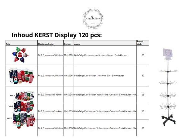 BellaBelga - Belgisch merk PROMO - Display BellaBelga KERST Wintercollectie 120pcs BellaBelga - Belgisch merk PROMO - Display BellaBelga KERST Wintercollectie 120pcs