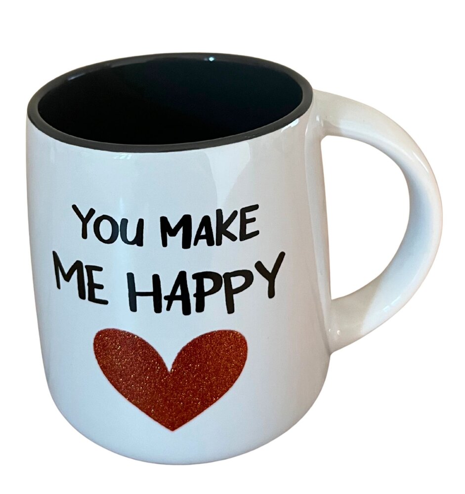 Mok Love met glitter hartjes – 4 assortie Mok Love met glitter hartjes – 4 assortie