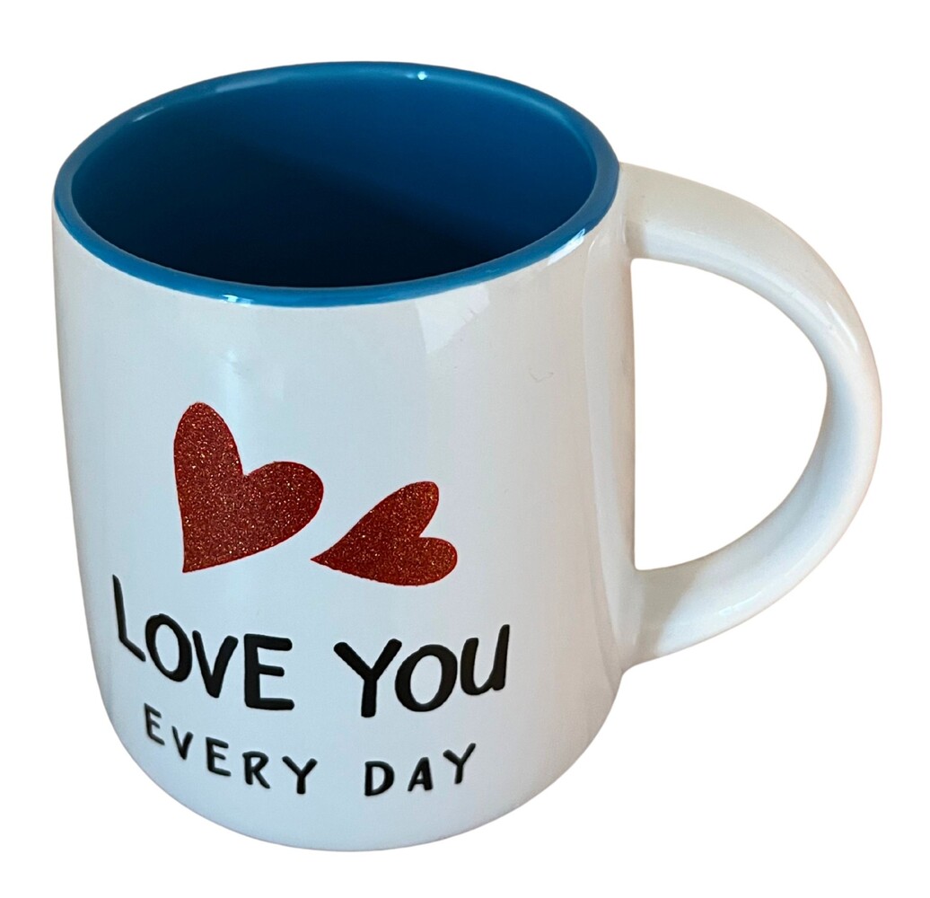 Mok Love met glitter hartjes – 4 assortie Mok Love met glitter hartjes – 4 assortie
