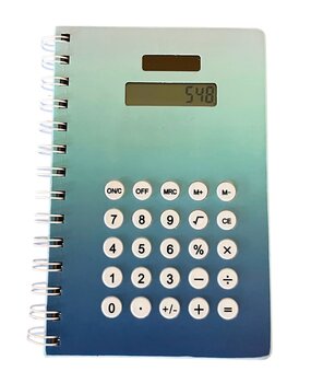 Carnet A5 ligné avec calculatrice - Bleu
