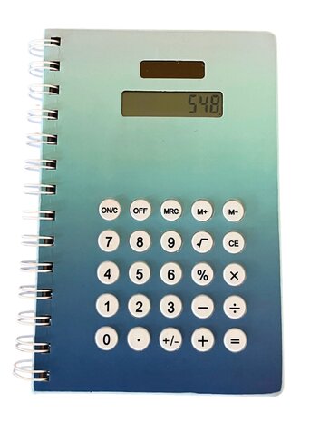 Notebook A5 gelijnd met rekenmachine - Blauw Notebook A5 gelijnd met rekenmachine - Blauw