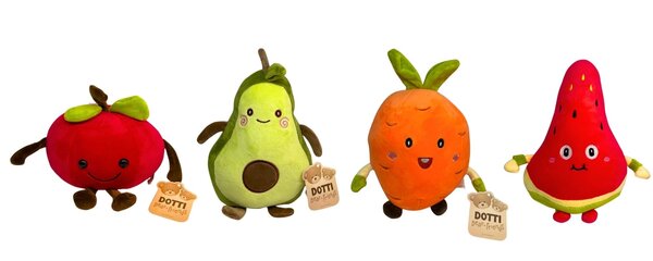 Dotti Bear Dotti Bear & Friends : Peluche visage fruit 20 à 25 cm, 4 assortis