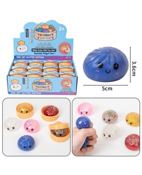 Display van 24 stuks - Squishy Dumpling: Glitter 5,5 CM Display van 24 stuks - Squishy Dumpling: Glitter 5,5 CM