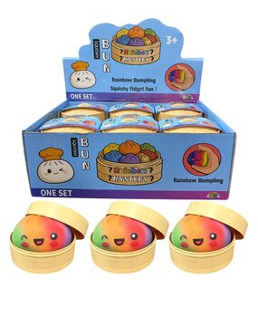 Display van 12 stuks - Squishy Dumpling: Rainbow 8,5 CM Display van 12 stuks - Squishy Dumpling: Rainbow 8,5 CM