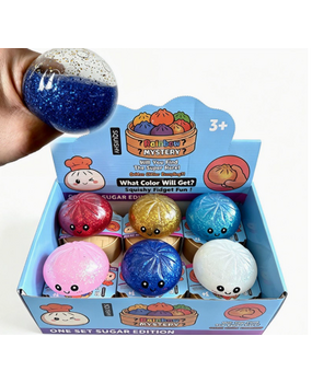 Présentoir de 12 pièces - Squishy Dumpling: Glitter Metallic 8,5 CM Présentoir de 12 pièces - Squishy Dumpling: Glitter Metallic 8,5 CM