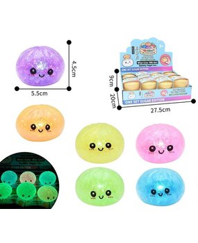Display van 24 stuks - Squishy Dumpling: Glow in the dark  5,5 CM