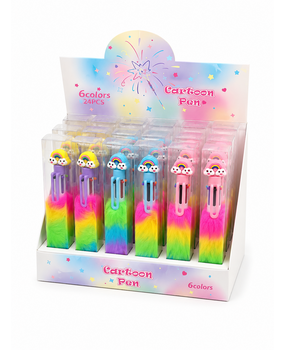 Présentoir de 24 pièces - Stylo à bille « Rainbow Fluffy » 6 couleurs Présentoir de 24 pièces - Stylo à bille « Rainbow Fluffy » 6 couleurs