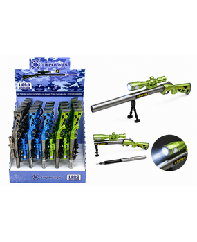 Display of 30 items –  Sniper Ballpoint Pen with light