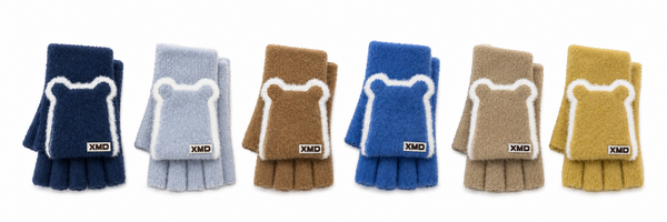 BellaBelga - Belgisch merk Gants mi-doigts extensibles pour enfants - Fluffy Bear - 6 couleurs assorties BellaBelga - Belgisch merk Gants mi-doigts extensibles pour enfants - Fluffy Bear - 6 couleurs assorties