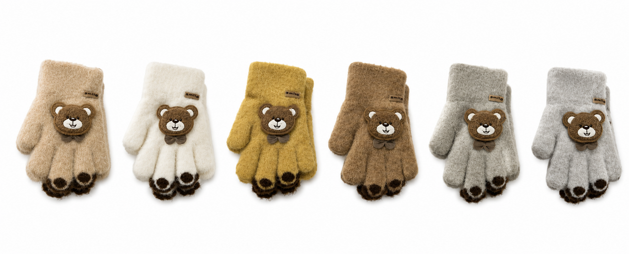 Kinderhandschoen - Teddy Paw - mix 6 kleuren Kinderhandschoen - Teddy Paw - mix 6 kleuren