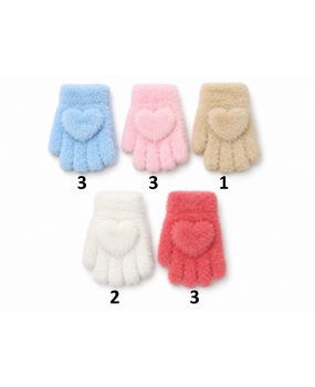 BellaBelga - Belgisch merk Kinderhandschoen - Fluffy Coeur -5 mix kleuren BellaBelga - Belgisch merk Kinderhandschoen - Fluffy Coeur -5 mix kleuren