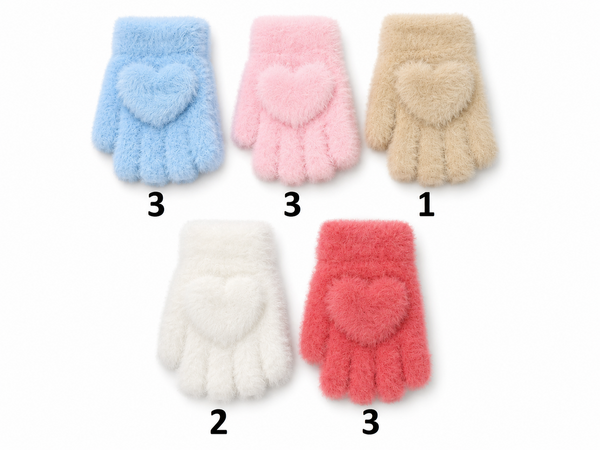 BellaBelga - Belgisch merk Kinderhandschoen - Fluffy Coeur -5 mix kleuren BellaBelga - Belgisch merk Kinderhandschoen - Fluffy Coeur -5 mix kleuren