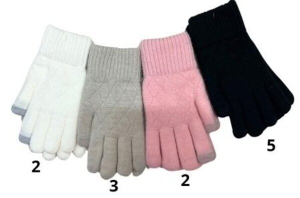 BellaBelga - Belgisch merk Dameshandschoen - Basic carreaux (met fleece binnenkant) - 4 mix kleuren