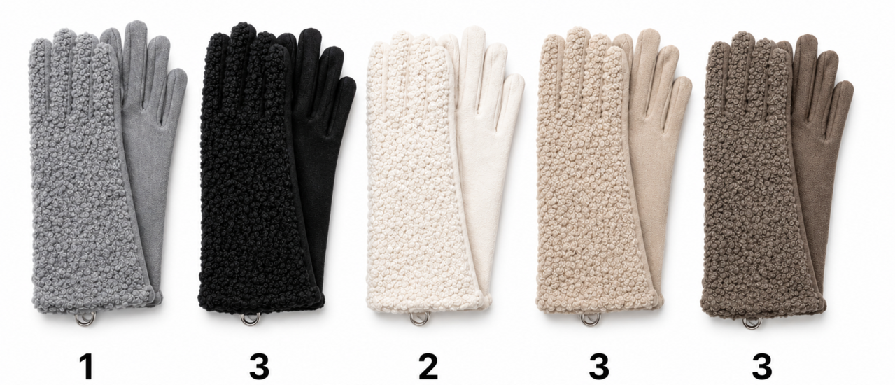 BellaBelga - Belgisch merk Dameshandschoen - Teddy - 5 mix kleuren BellaBelga - Belgisch merk Dameshandschoen - Teddy - 5 mix kleuren