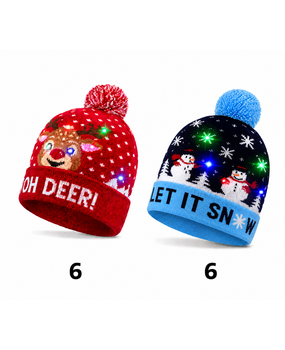 BellaBelga - Belgisch merk Kerstmuts met lichtjes - Unisex -2 mix kleuren BellaBelga - Belgisch merk Kerstmuts met lichtjes - Unisex -2 mix kleuren