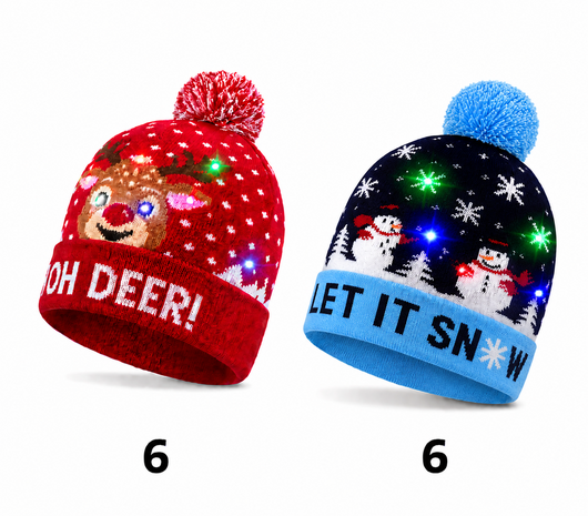 BellaBelga - Belgisch merk Bonnet de Noël avec des lumières - Unisexe - 2 couleurs assorties BellaBelga - Belgisch merk Bonnet de Noël avec des lumières - Unisexe - 2 couleurs assorties