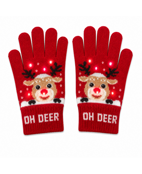 BellaBelga - Belgisch merk Kersthandschoenen met lichtjes - Unisex - Rood Oh Deer! BellaBelga - Belgisch merk Kersthandschoenen met lichtjes - Unisex - Rood Oh Deer!