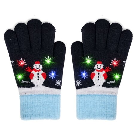 BellaBelga - Belgisch merk Kersthandschoenen met lichtjes - Unisex - Blauw Let it snow BellaBelga - Belgisch merk Kersthandschoenen met lichtjes - Unisex - Blauw Let it snow
