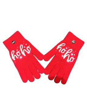BellaBelga - Belgisch merk Kersthandschoenen met lichtjes - Unisex - Rood Ho ho ho BellaBelga - Belgisch merk Kersthandschoenen met lichtjes - Unisex - Rood Ho ho ho