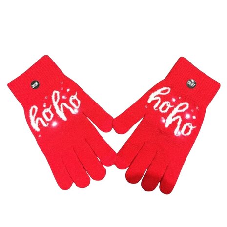 BellaBelga - Belgisch merk Gants de Noël avec des lumières - Unisexe - Rouge Ho ho ho BellaBelga - Belgisch merk Gants de Noël avec des lumières - Unisexe - Rouge Ho ho ho
