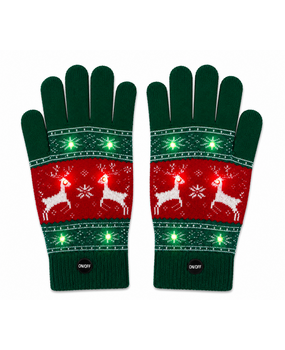 BellaBelga - Belgisch merk Gants de Noël avec lumières - Unisexe - Vert et rouge, avec un renne BellaBelga - Belgisch merk Gants de Noël avec lumières - Unisexe - Vert et rouge, avec un renne