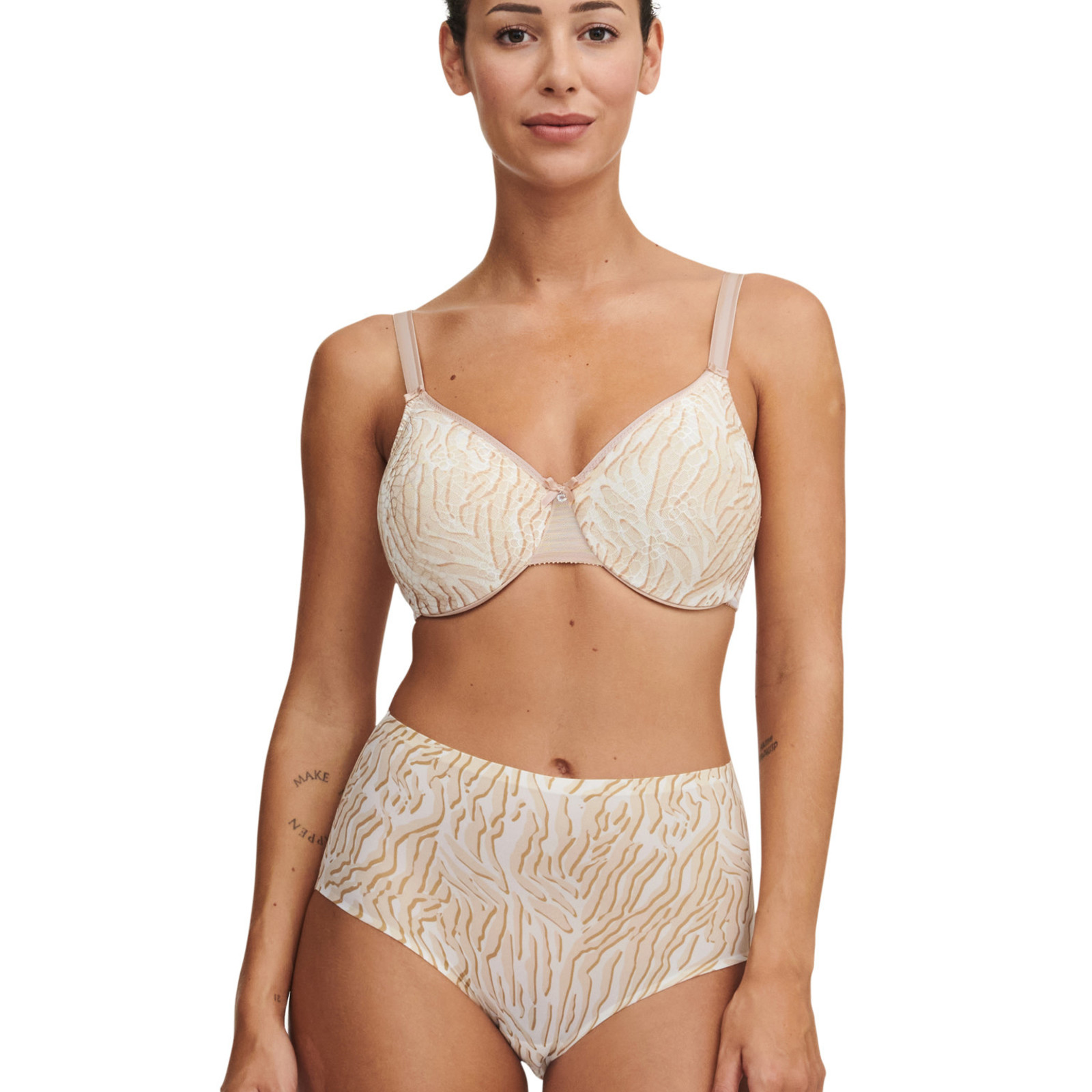 Chantelle High waist slip (wit en beige)