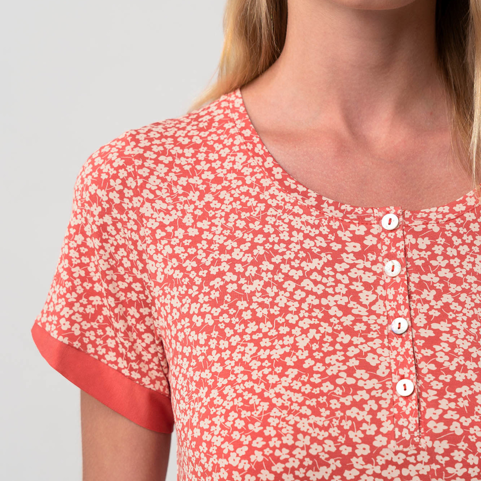 Vamp Pyjama Oranje met witte bloemen