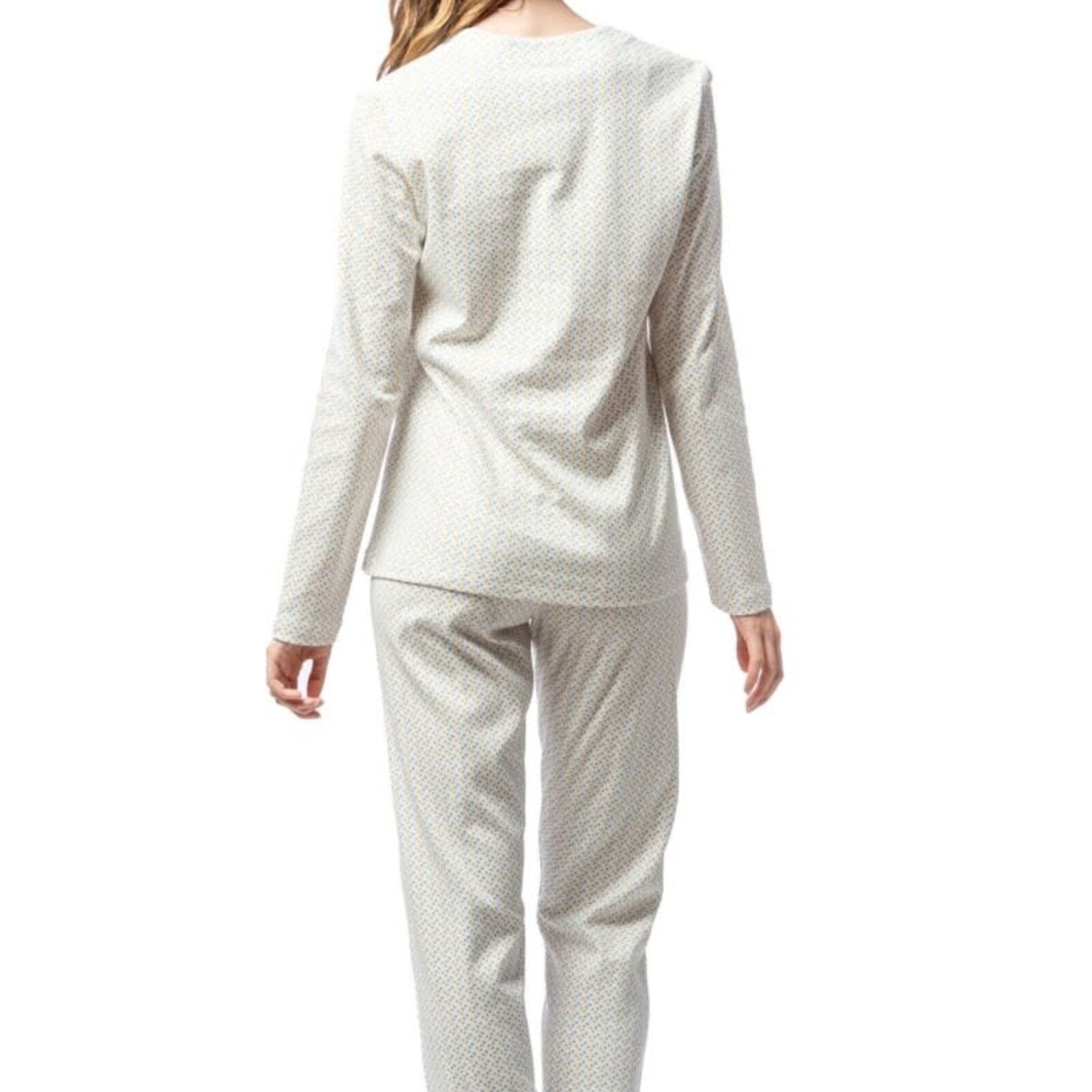 Egatex Pyjama Blauw, gele bolletjes