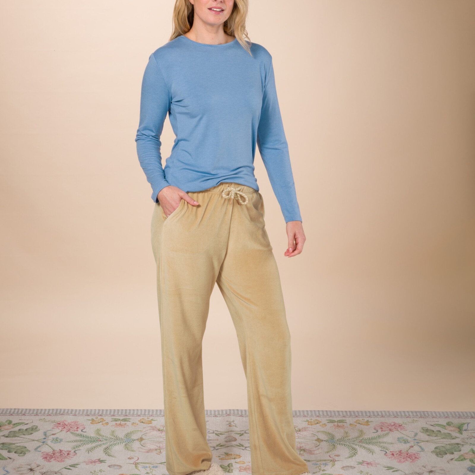 Pip Studio Pip Studio Britta Long Trousers Velvet Solid Sand