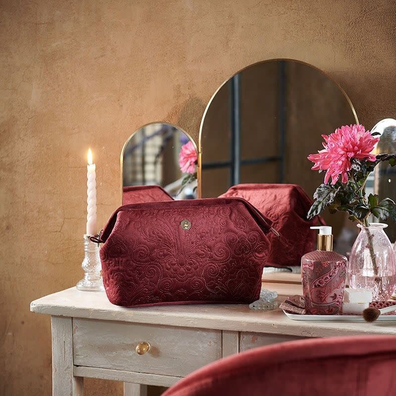 Pip Studio Make up tas toilettas extra large Velvet Rood Lingerie Agneta