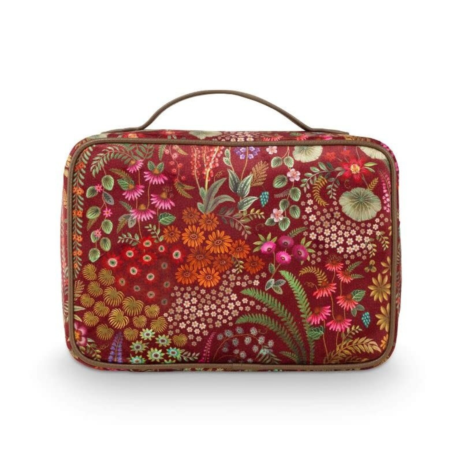 Pip Studio Pip Studio Beauty Case / toilettas extra large (Velvet Rood bloemenprint)