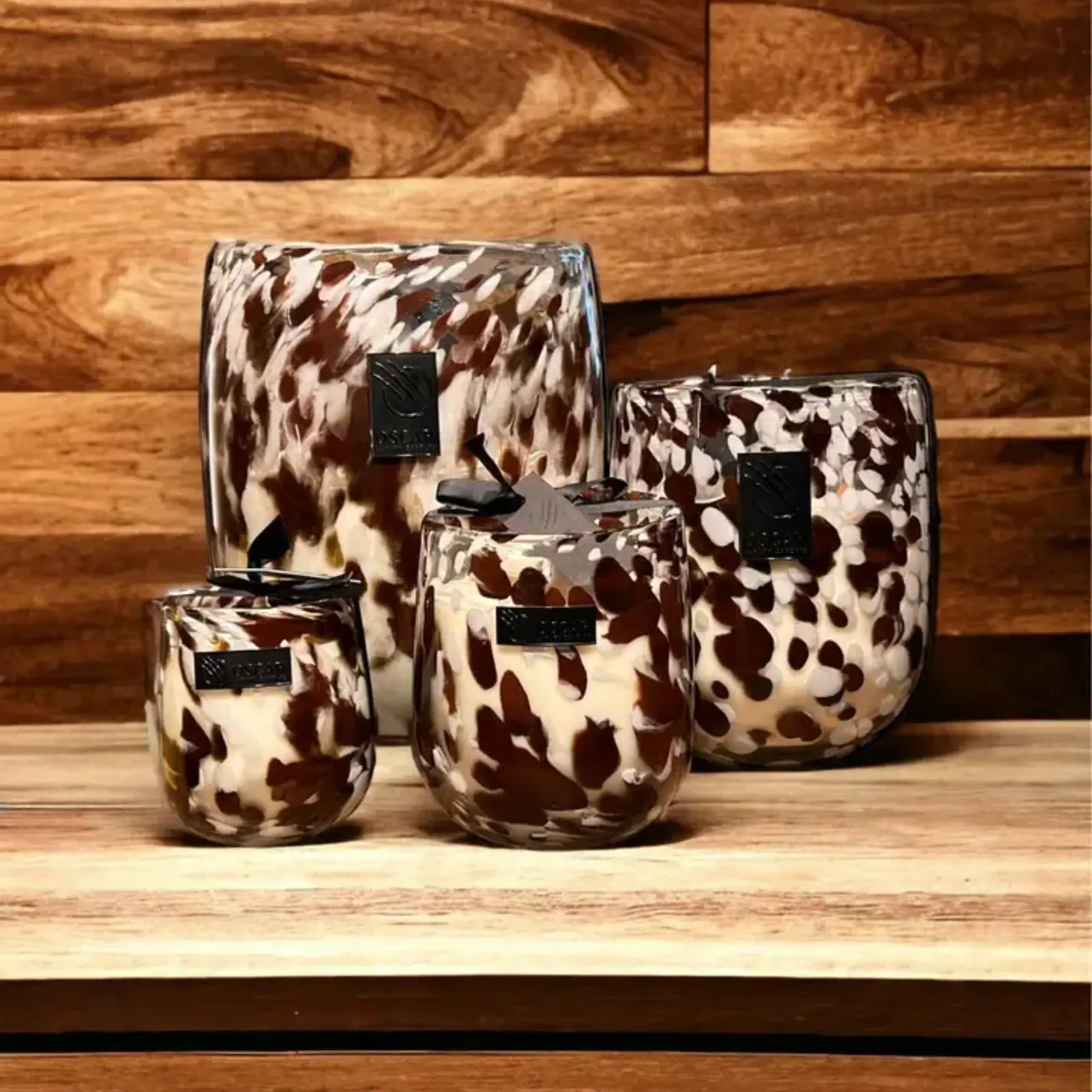 Oscar Candle Oscar Candles Barrel Kaars - Bruin & Wit Gevlekt