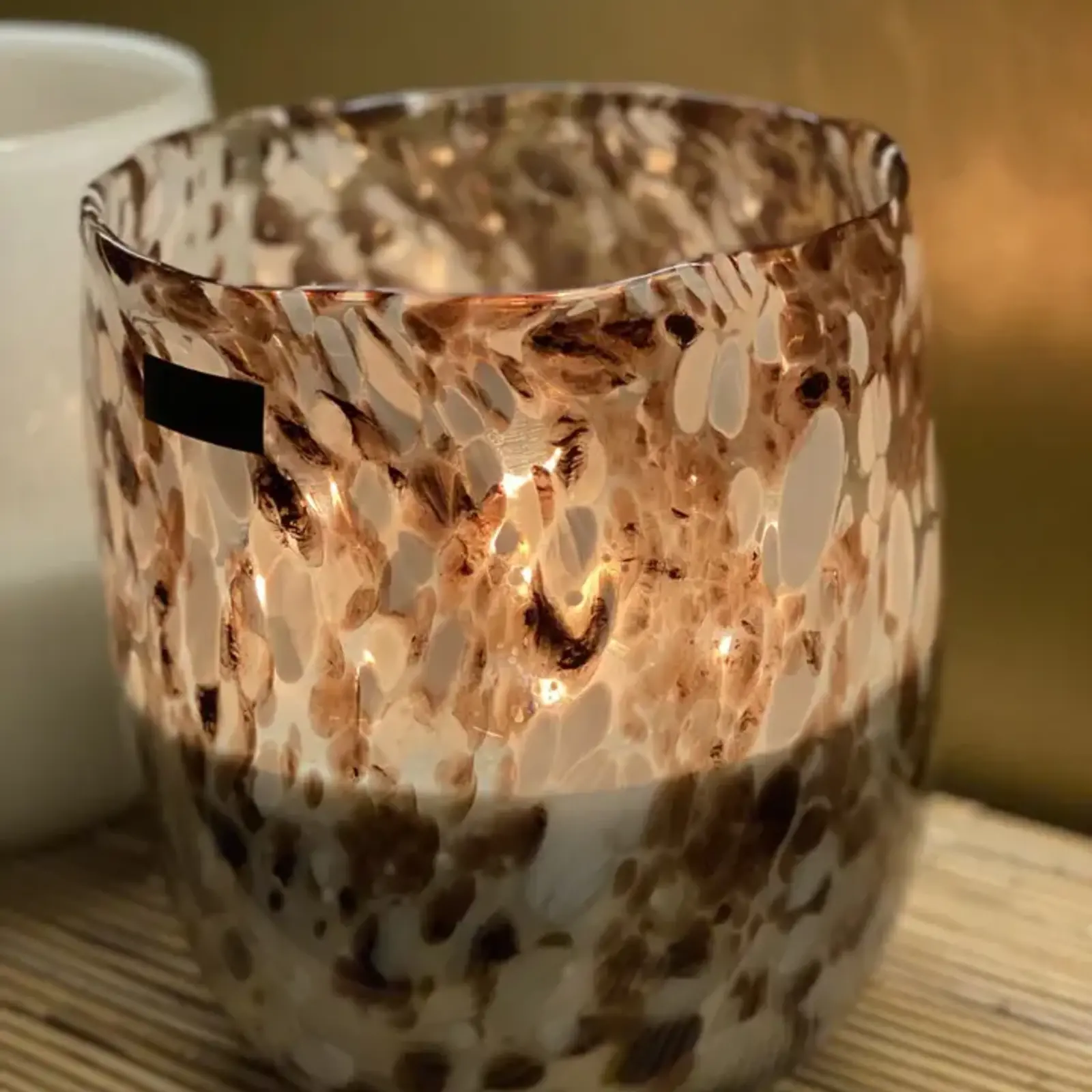 Oscar Candle Oscar Candles Barrel Kaars - Bruin & Wit Gevlekt