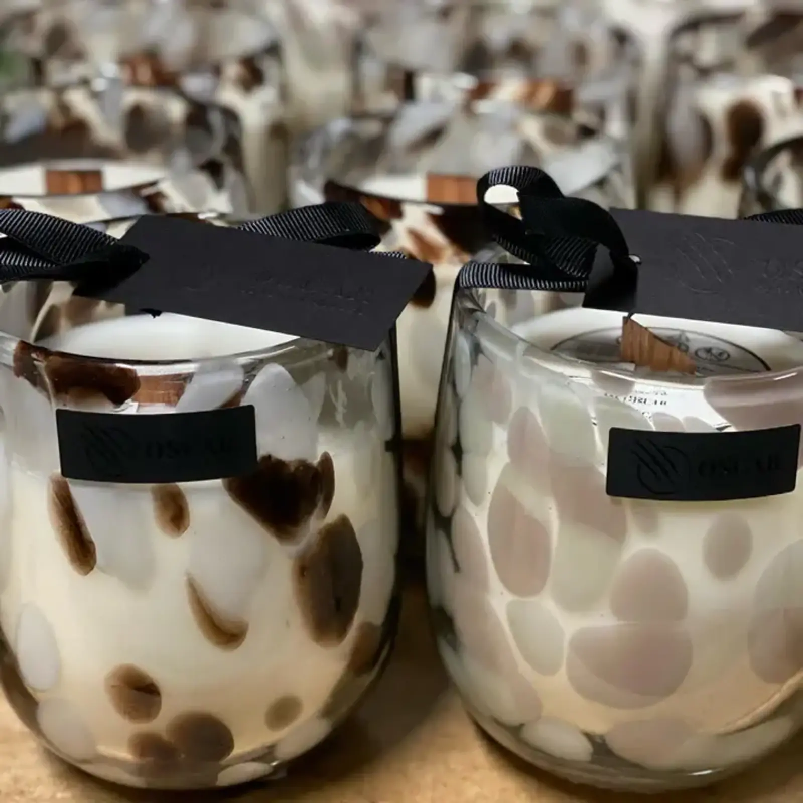 Oscar Candle Oscar Candles Barrel Kaars - Bruin & Wit Gevlekt